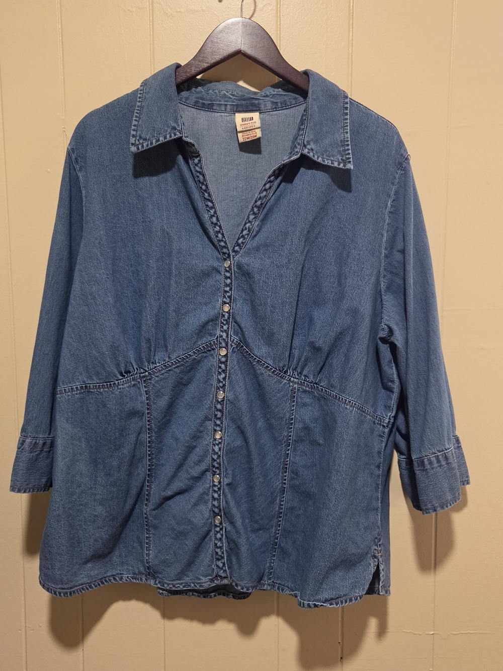 00s Vintage Faded Glory Denim Button-Down Shirt